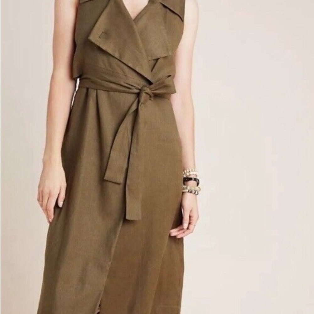 Anthropologie Hollis Tie Front Trench Dress